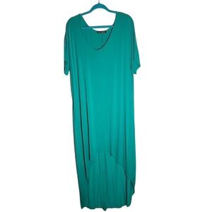 LIVD Womens Green Maxi Dress Short Sleeve V Neck High Low Casual Comfy